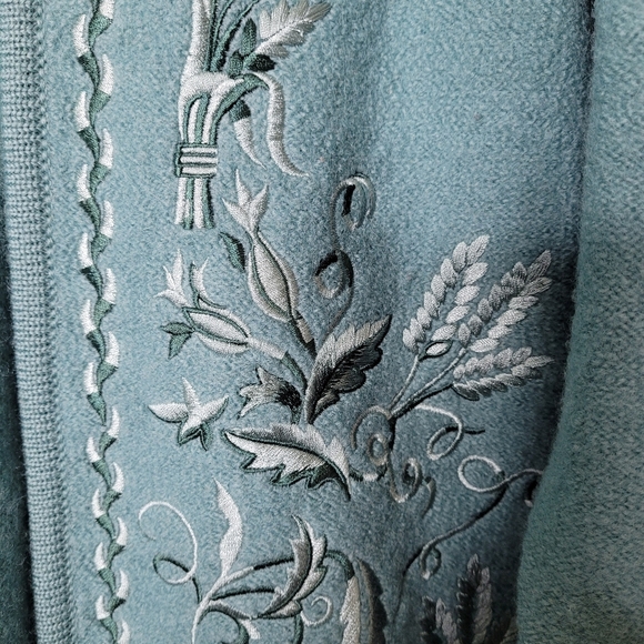 Vintage Linea By Louis Dell'Olio Wool Cardigan L Floral Embroidered Classic - Picture 4 of 9